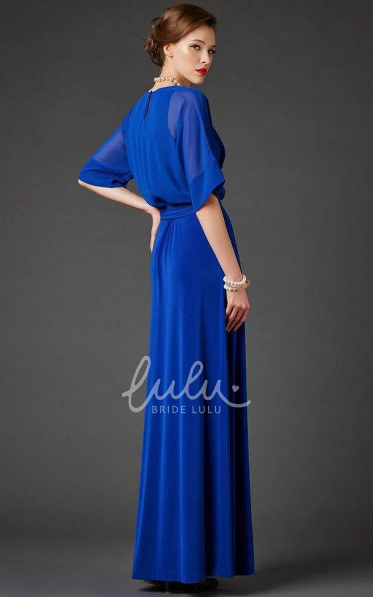 Chiffon Mother of the Bride Dress with Illusion Half Sleeves