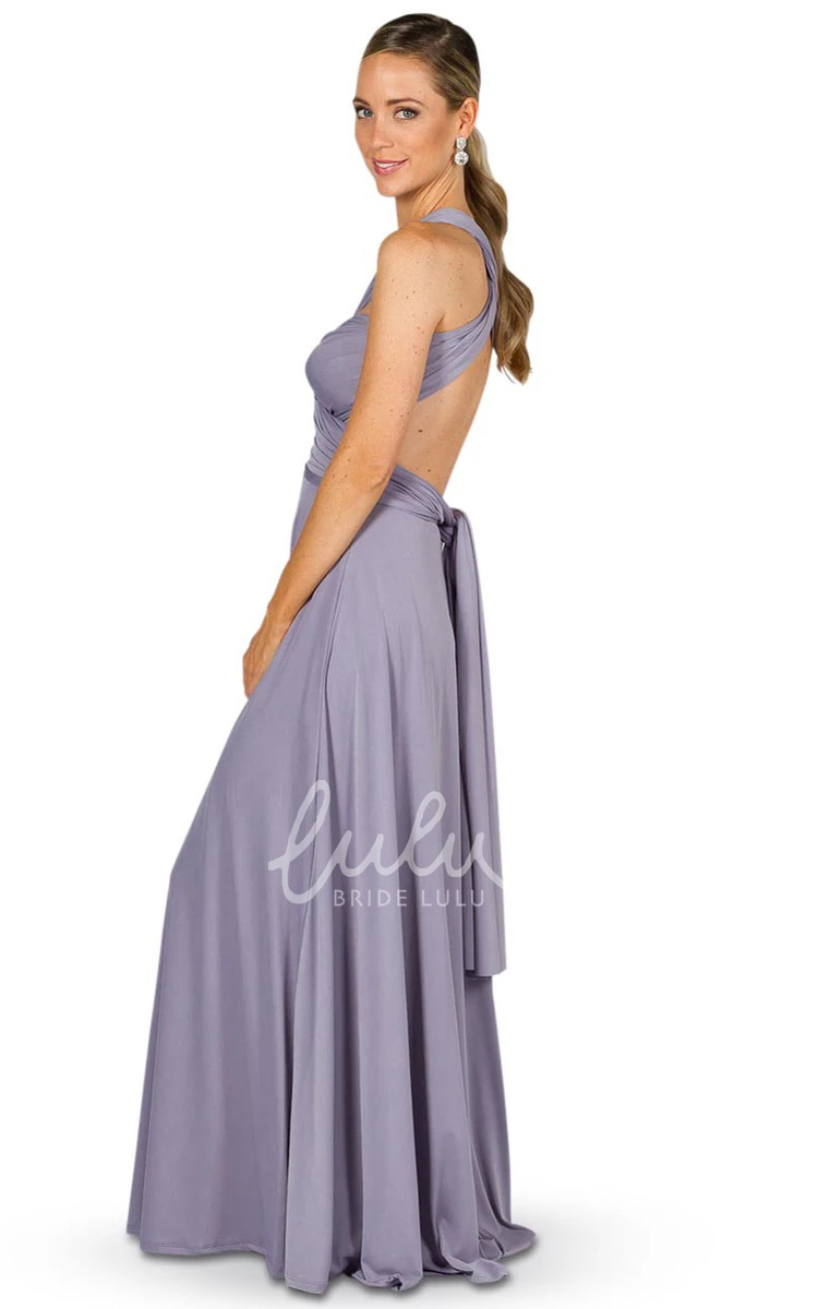 A-Line Floor-Length Haltered Chiffon Bridesmaid Dress Simple and Classy