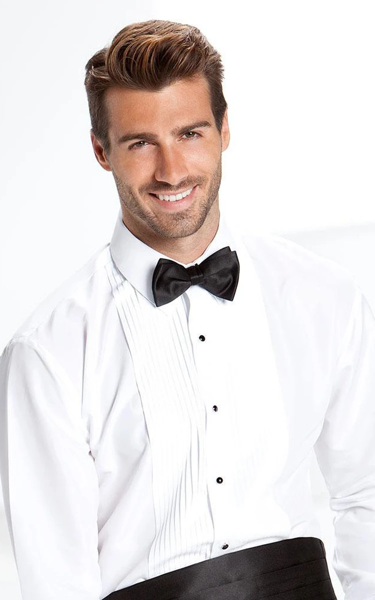 White Pleated Laydown Tuxedo Shirt