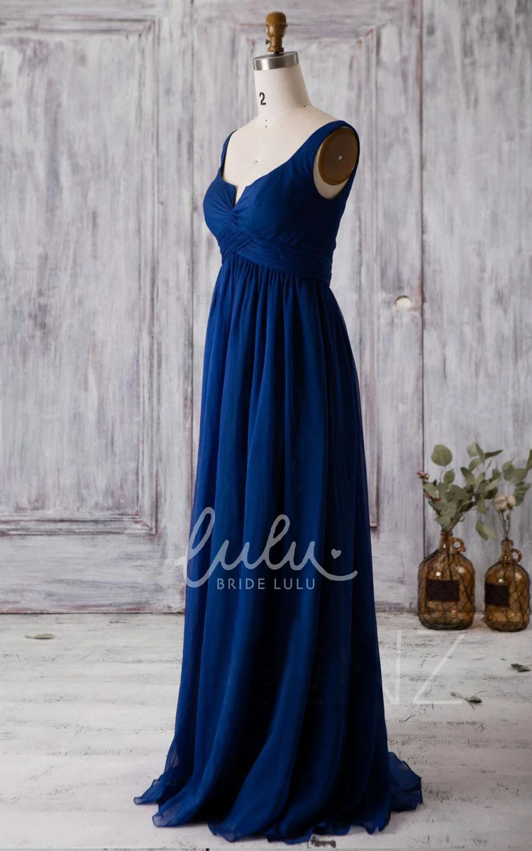 Empire Pleated Chiffon Formal Dress with Scoop Neckline