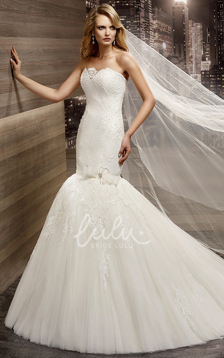 Strapless Lace Mermaid Wedding Dress with Flower Detail