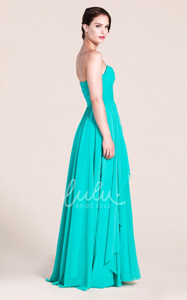 Long Chiffon Dress with Sweetheart Neckline and A-Line Silhouette