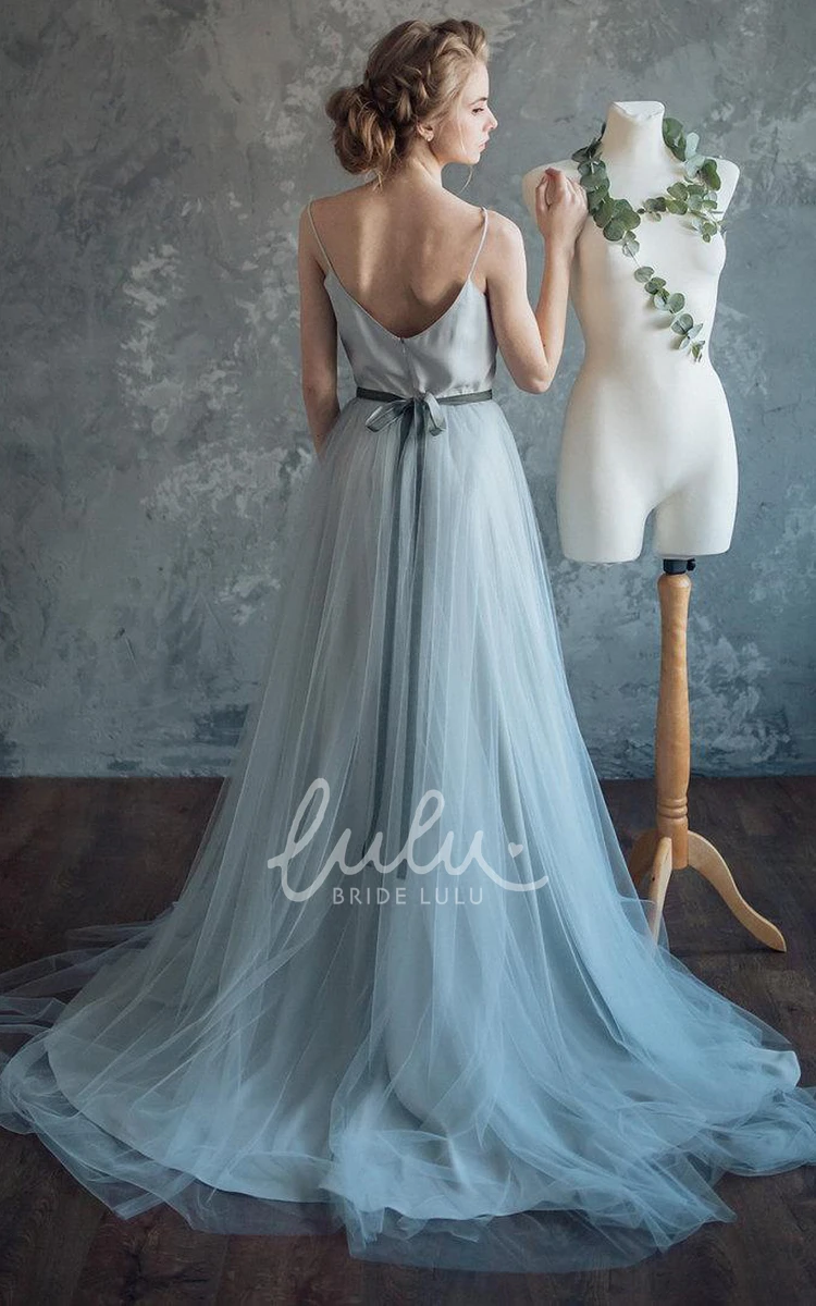 Boho Bluish Gray Borgia Bridesmaid Dress for Women