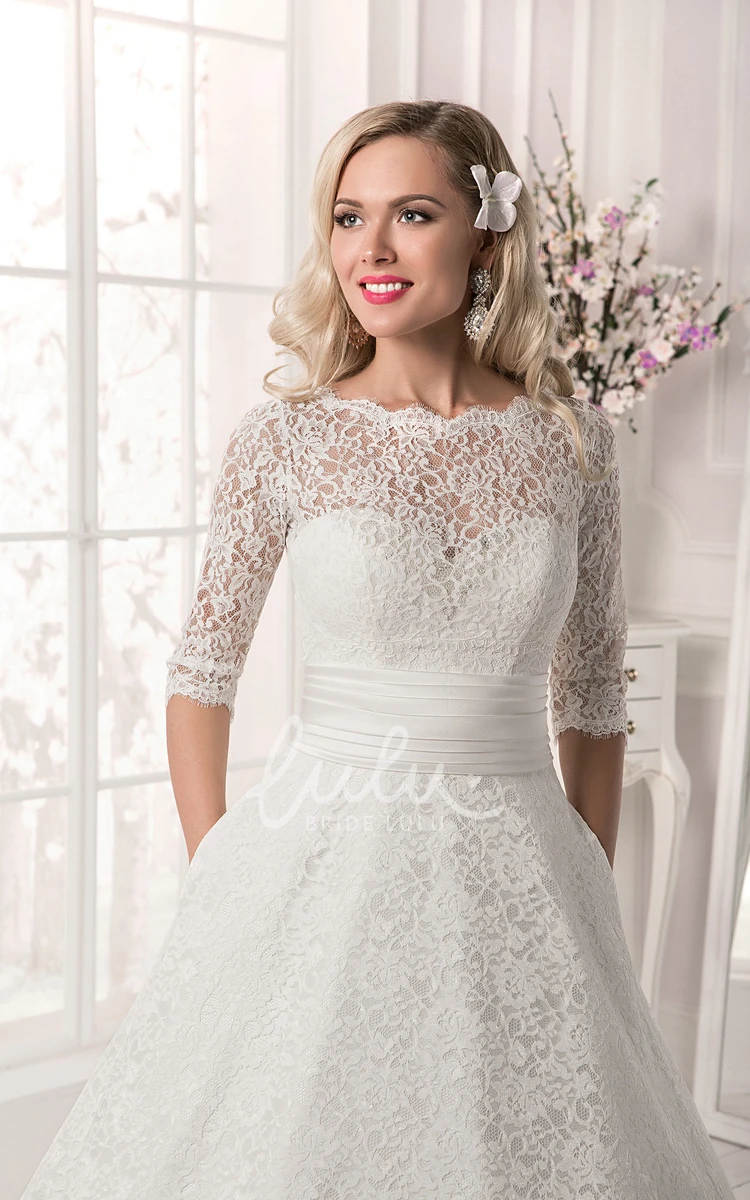 Crystal Lace A-Line Wedding Dress with Lace-up Back