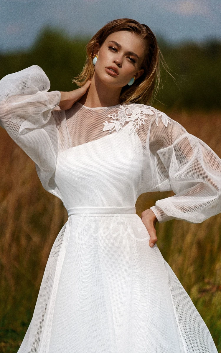 2-in-1 Sheath Chiffon and Satin Wedding Dress with Removable Skirt Modern Wedding Dress