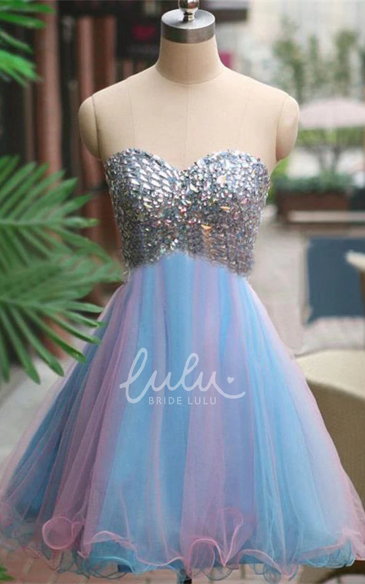 Sweetheart Sparkly A-Line Tulle Short Dress Glamorous and Trendy