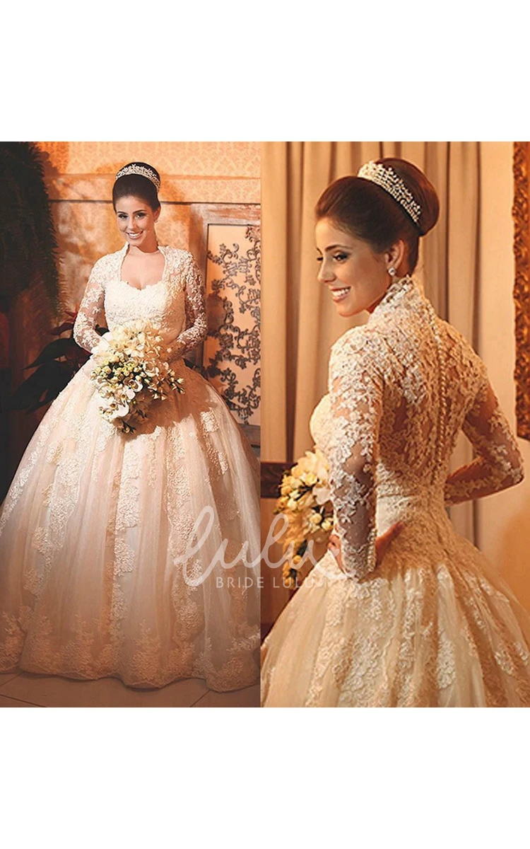 Long Sleeve Lace Wedding Dress with Ball Gown Wedding Dress