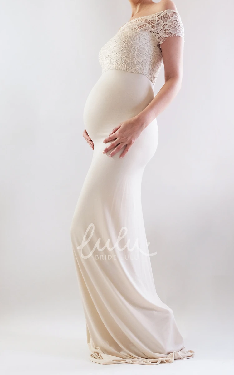 Boho Maternity Dress with Short Sleeves and Empire Waist