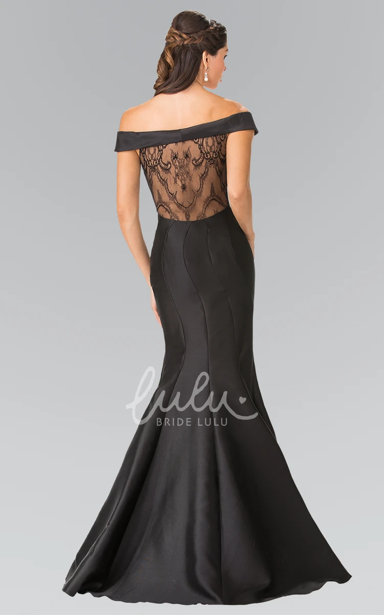 Off-The-Shoulder Satin Lace Dress for Formal Occasions