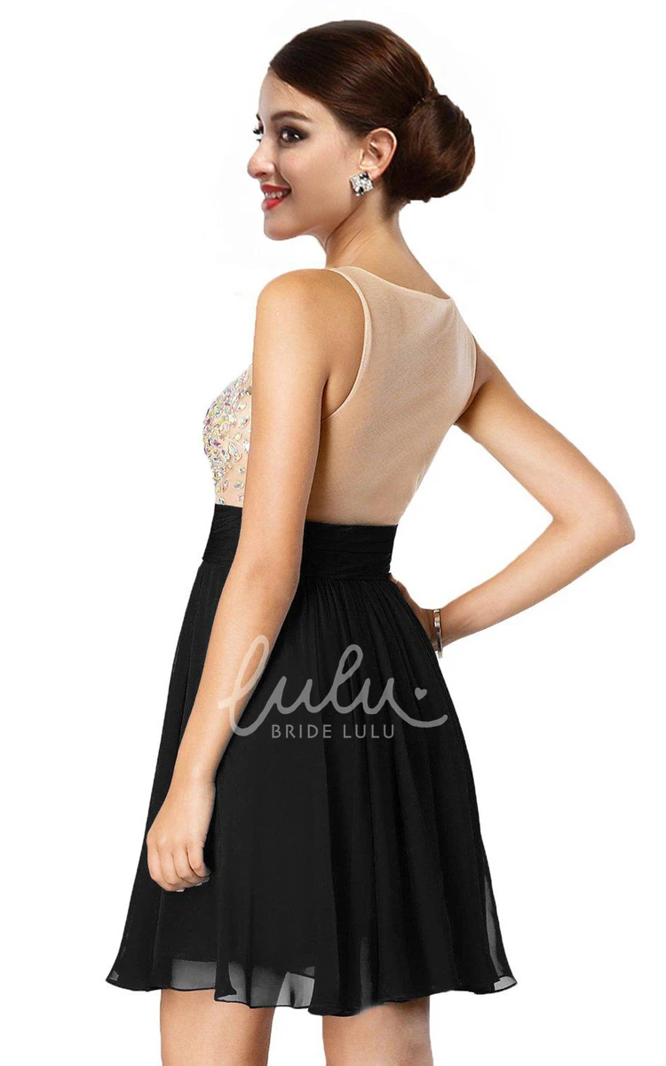 Rhinestone Bodice A-line Formal Dress Sleeveless and Modern