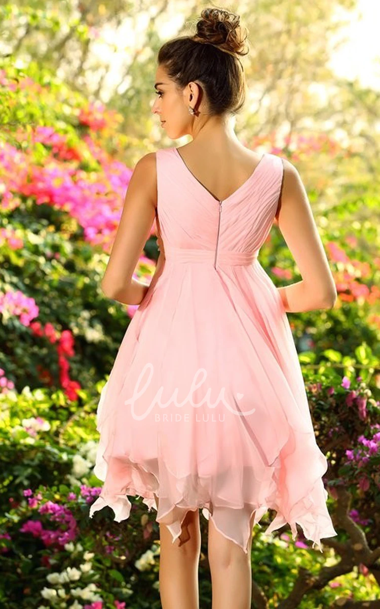 Chiffon V-neck Bridesmaid Dress 2024 Sleeveless A-Line Vintage Low-V Back Elegant