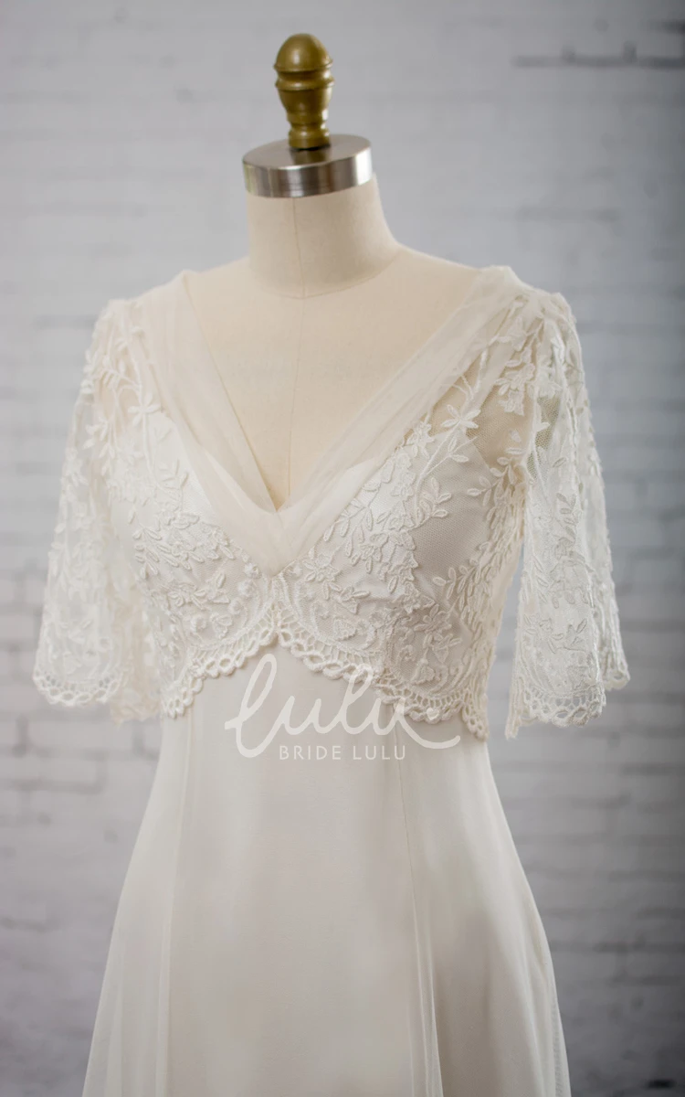 Illusion Bodice Chiffon A-line Wedding Dress 