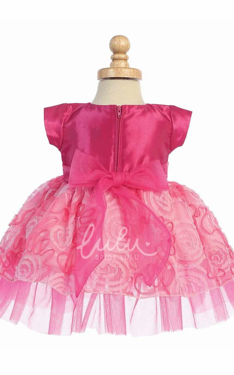 Tiered Tulle & Taffeta Short Flower Girl Dress Modern and Stylish