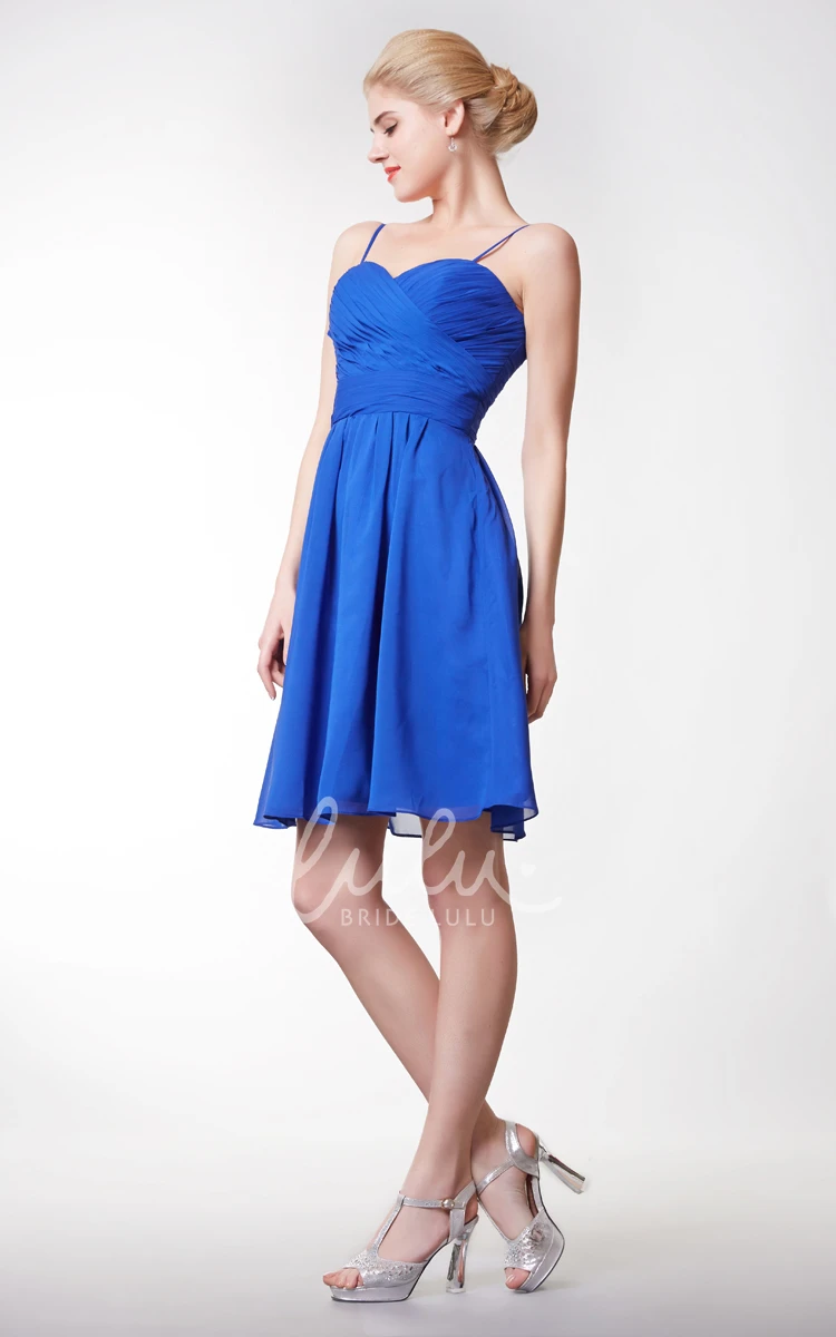 Short Chiffon A-line Dress with Open Back Spaghetti Strap Prom Dress