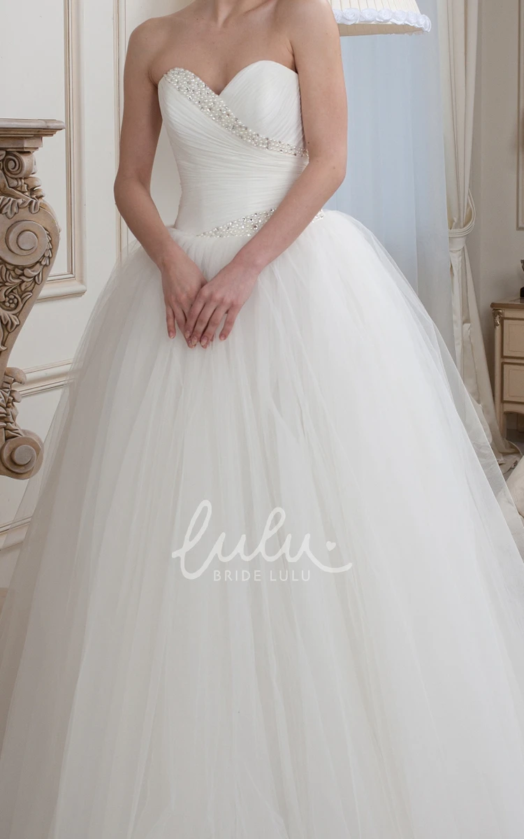 Beaded A-Line Tulle Wedding Dress with Sweetheart Neckline