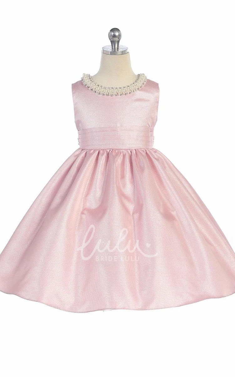 Sleeveless Tea-Length Pleated Flower Girl Dress Classy and Modern