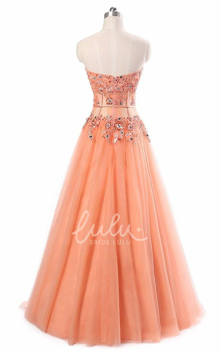 Sleeveless Sweetheart Applique Tulle Lace Formal Dress