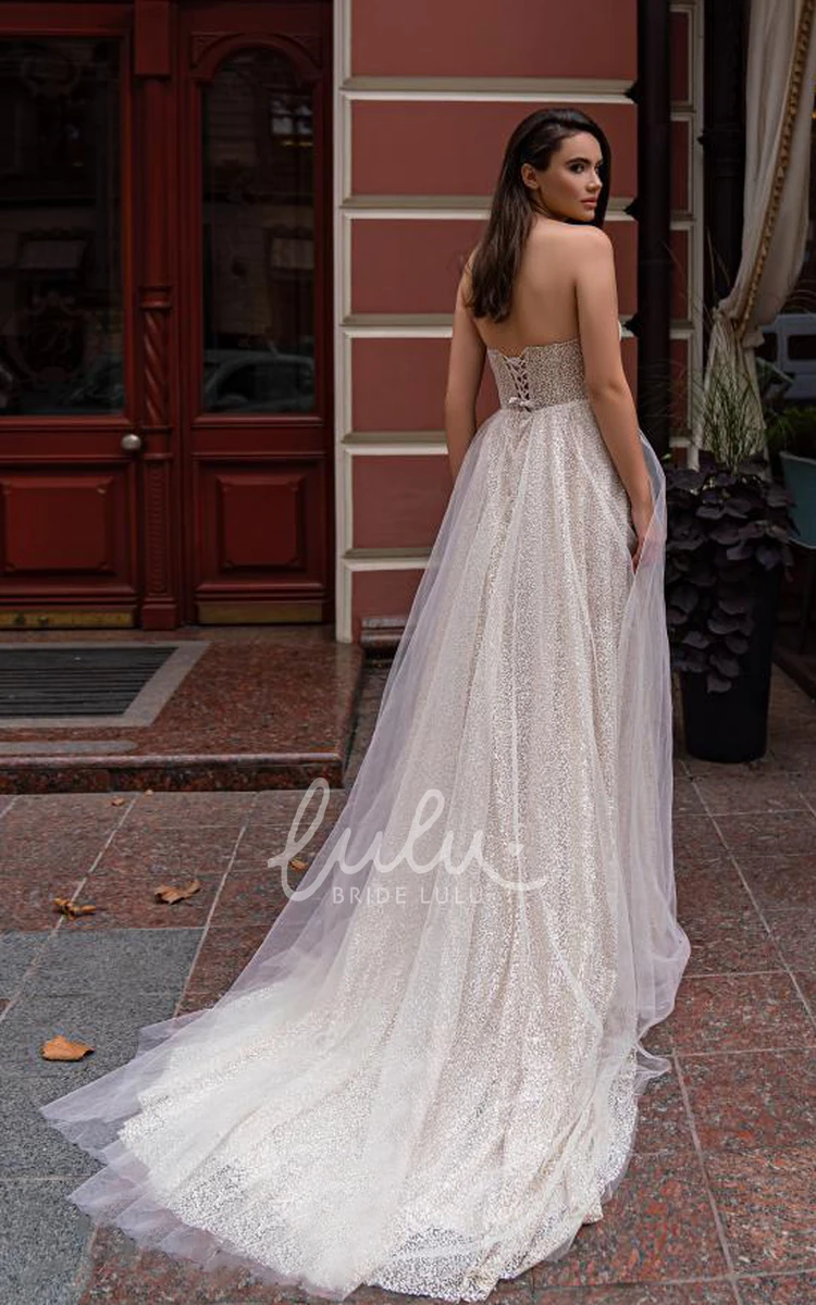 Off-shoulder Tulle Sequins A-Line Evening Dress Romantic & Glamorous