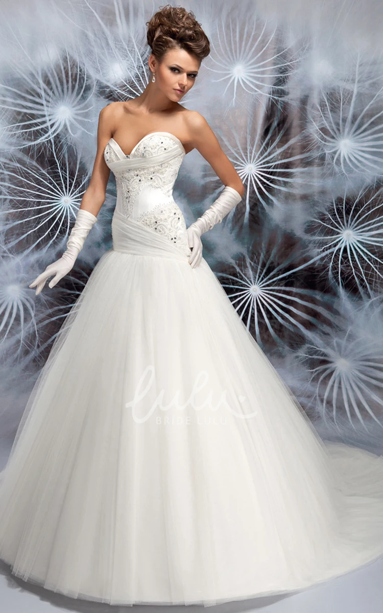 Sweetheart Beaded Tulle Wedding Dress with Corset Back Ball Gown Style