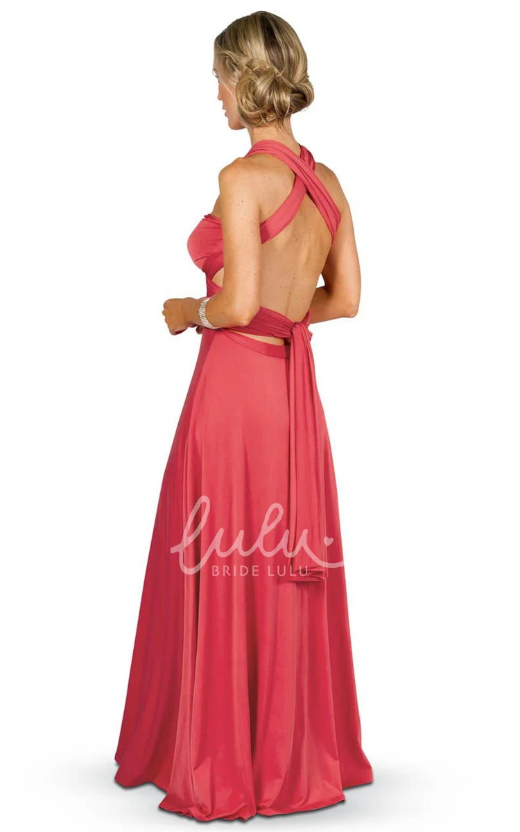 A-Line Chiffon Bridesmaid Dress with Bow Sleeveless Floor-Length Pleated