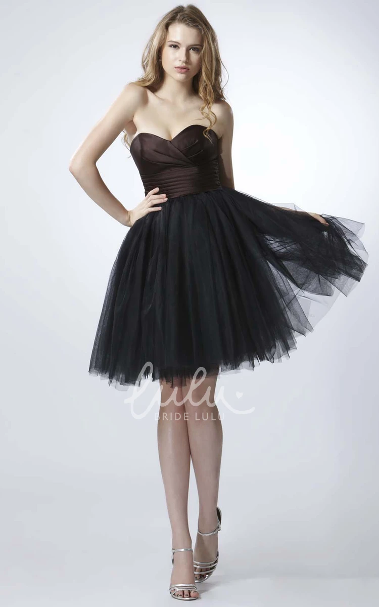 Sleeveless Tulle Bridesmaid Dress with Sweetheart Criss-Cross & A-Line Short Length