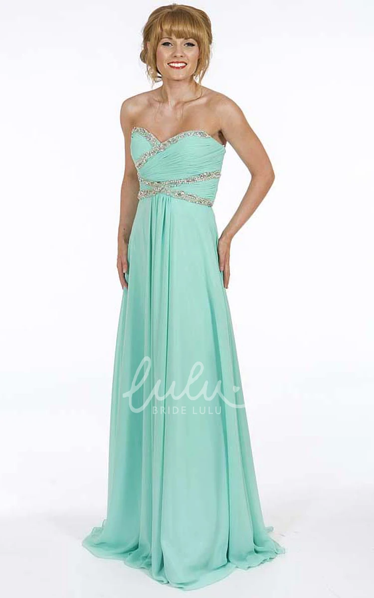 Ruched Sweetheart Chiffon Prom Dress A-Line Long Sleeveless