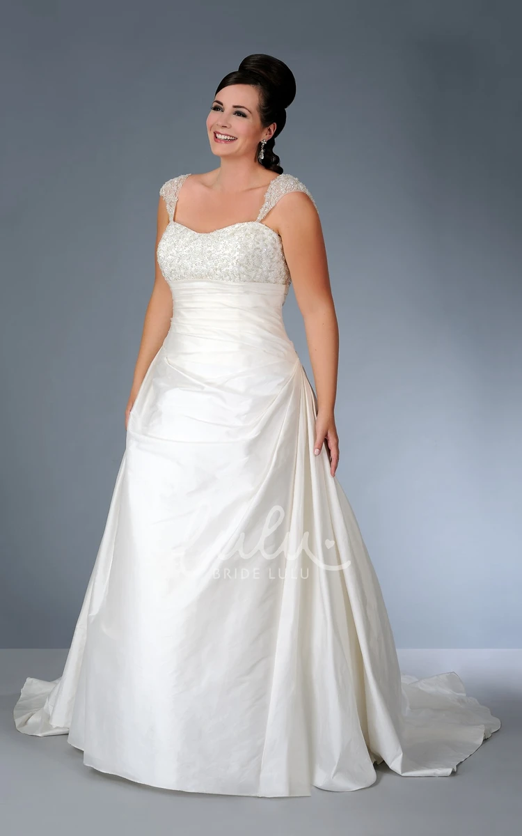 Satin Beaded Corset Back Wedding Dress with Straps