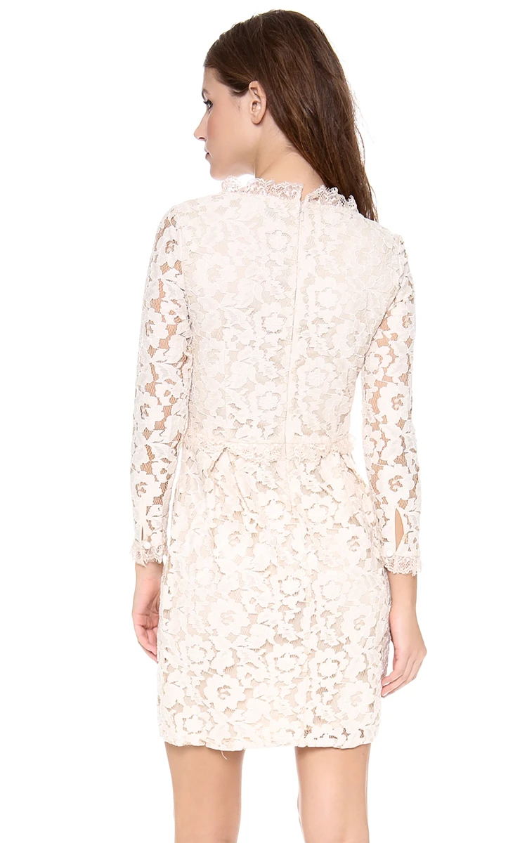 Sheath Lace Short Dress with Long Sleeves for Women