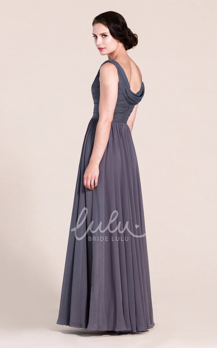 Sleeveless A-line Ruched Bridesmaid Dress with Scoop Neck