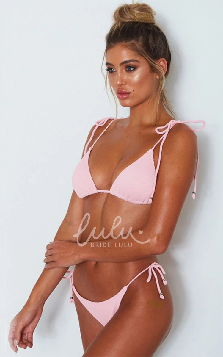 Spaghetti Tie Plain Bikini Set