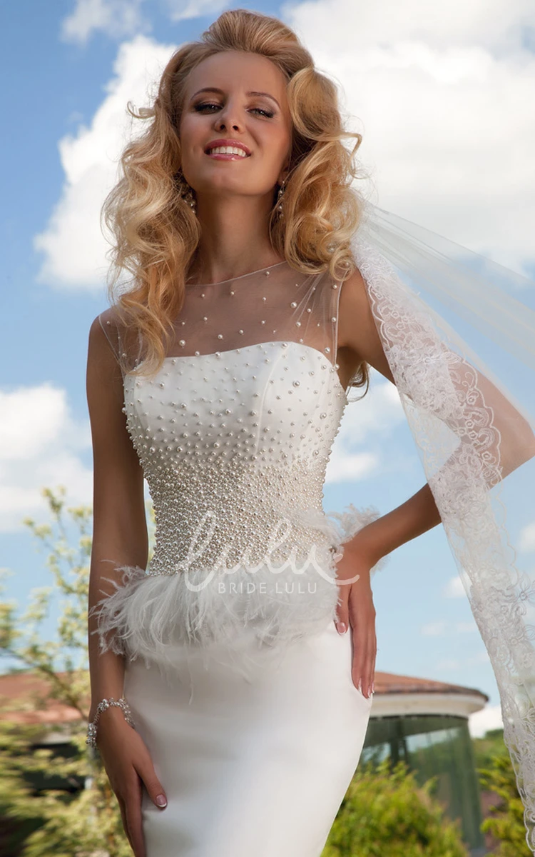 Beaded Jersey Wedding Dress with Lace-Up Jewel Floor-Length