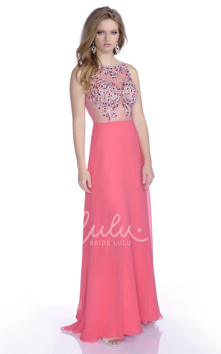 Jeweled Bodice Sleeveless A-Line Prom Dress