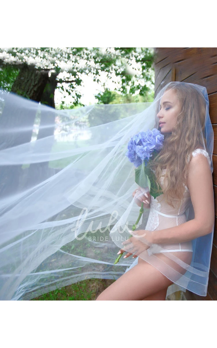 Simple Romantic Bridal Veil Flowy Tulle Sweep Style