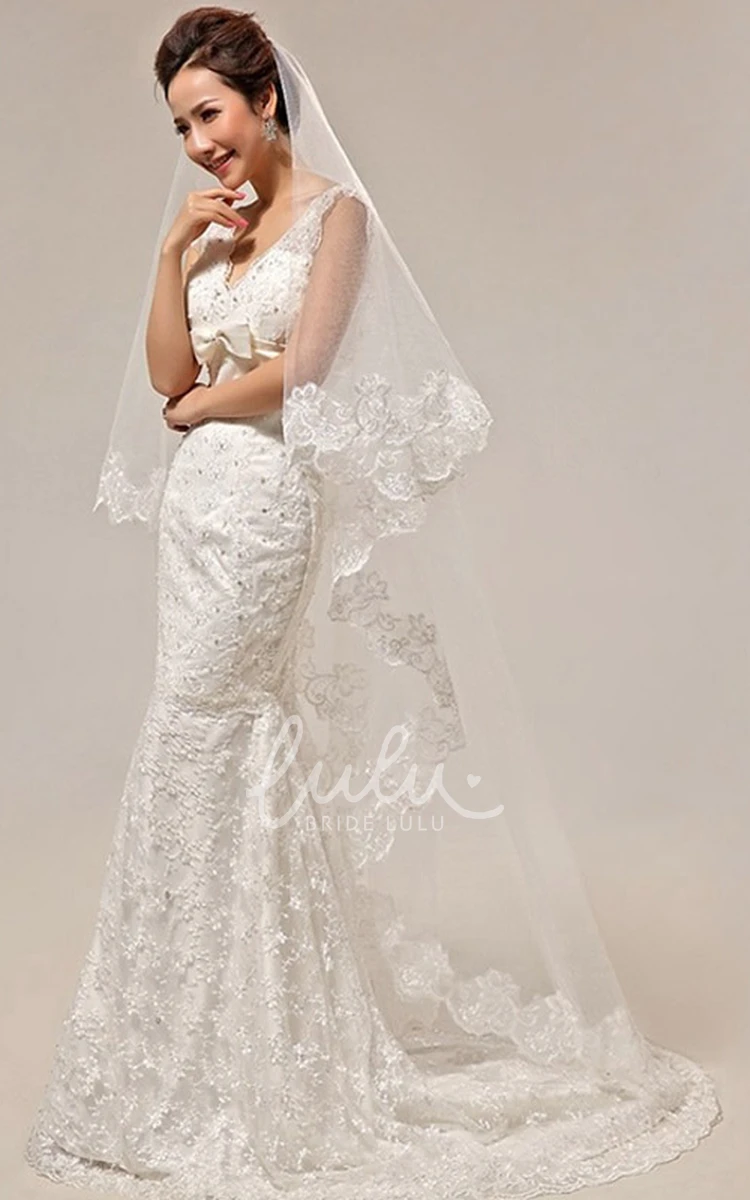 Sweep Lace Edge Wedding Veil Simple & Elegant