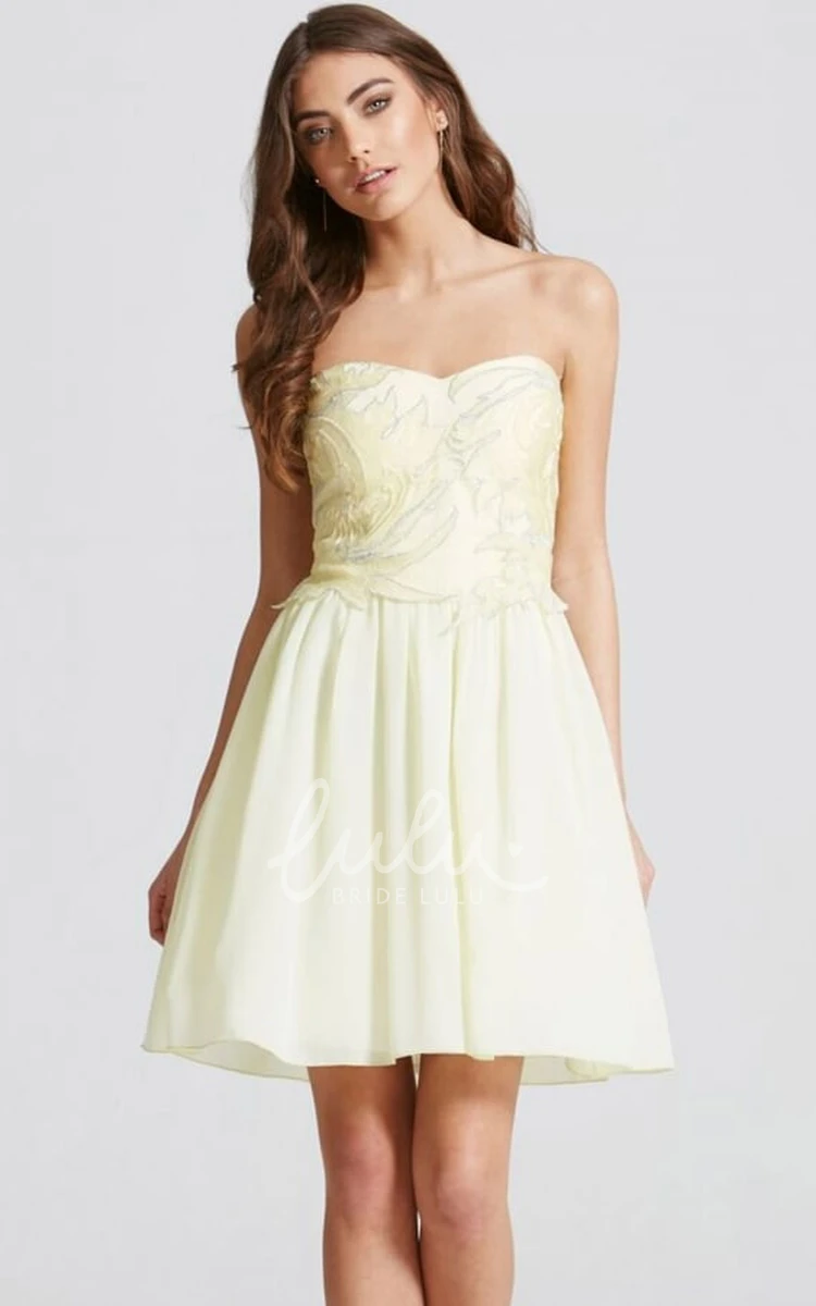 Sleeveless Beaded Chiffon Bridesmaid Dress Short Sweetheart