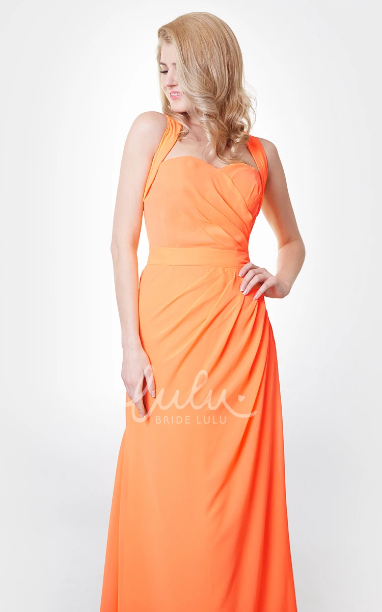 Elegant Mermaid Chiffon Bridesmaid Dress with Side Draping and Removable Straps