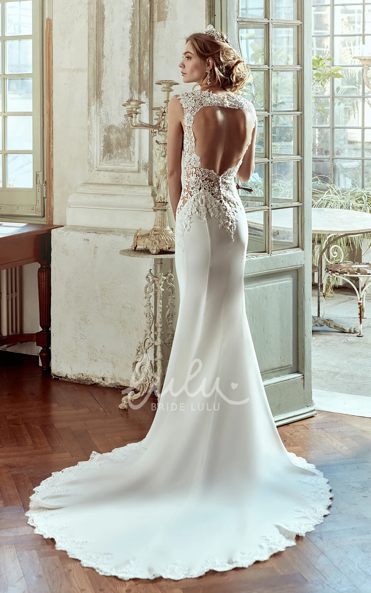 Satin Sweetheart Wedding Dress with Lace Bodice and Open Back Timeless Bridal Gown