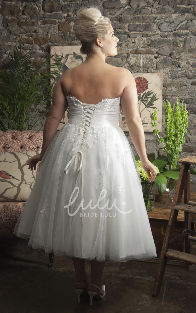 Tea-Length Bridesmaid Dress with Lace and Tulle Overlay