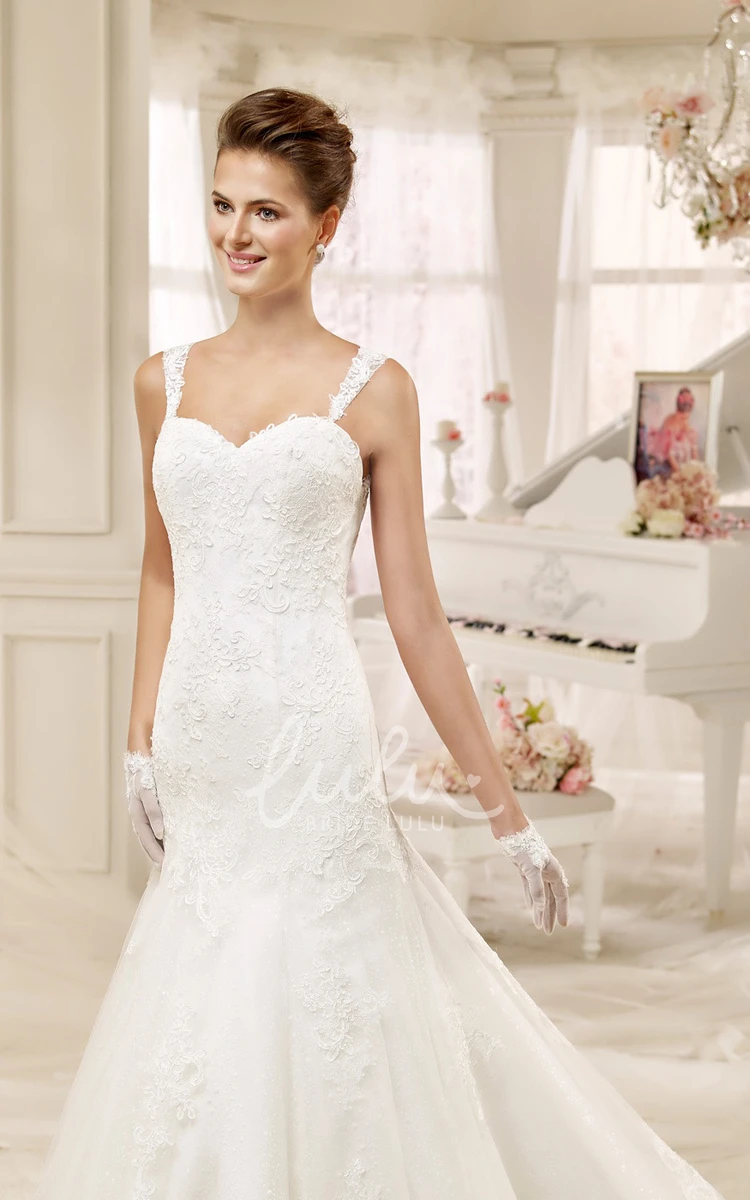 Mermaid Style Lace Straps Wedding Dress Sweetheart Sheath and Flattering