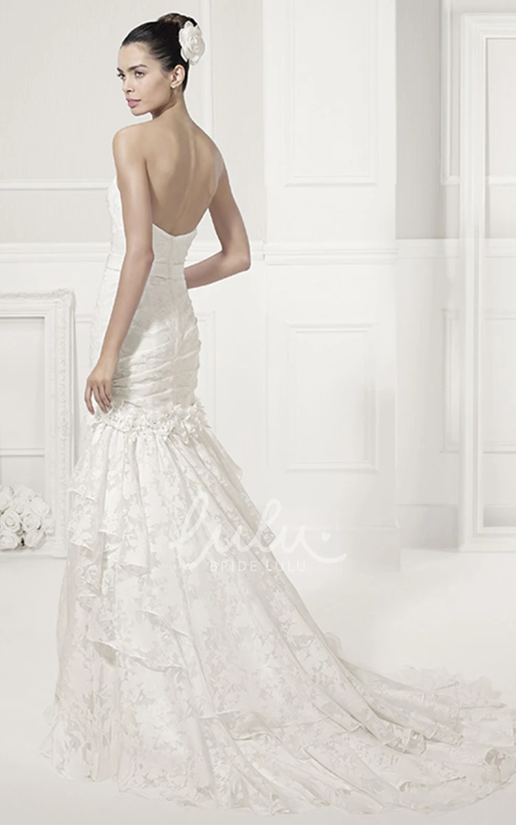 Crystal Waist Sheath Sweetheart Wedding Dress with Layered Lace Skirt