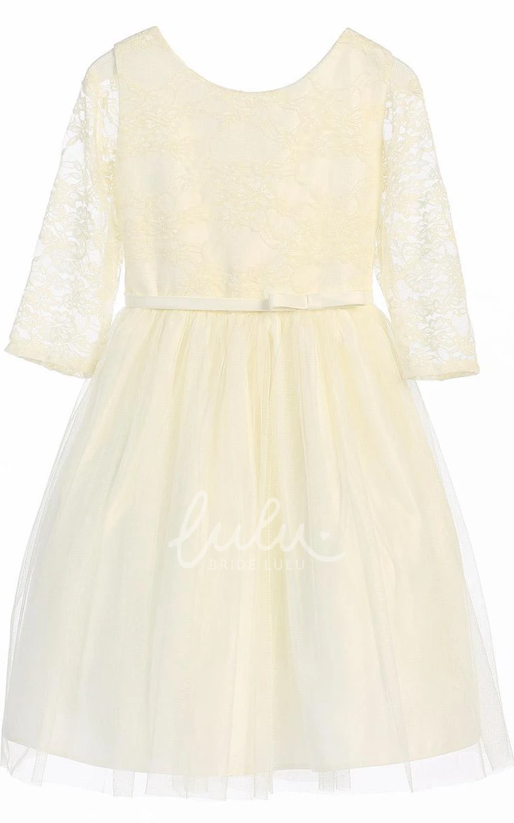 Bowed Satin Tea-Length Flower Girl Dress Cute and Stylish