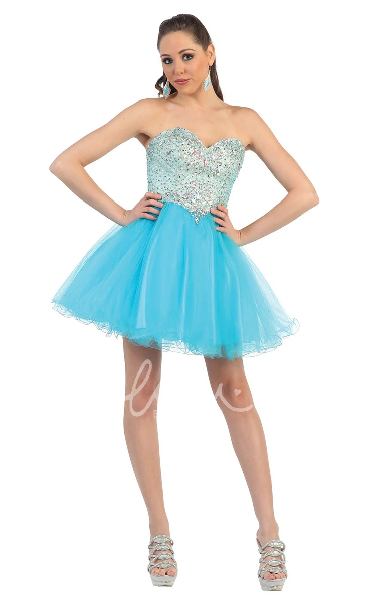 Sweetheart Tulle Backless A-Line Formal Dress with Beading