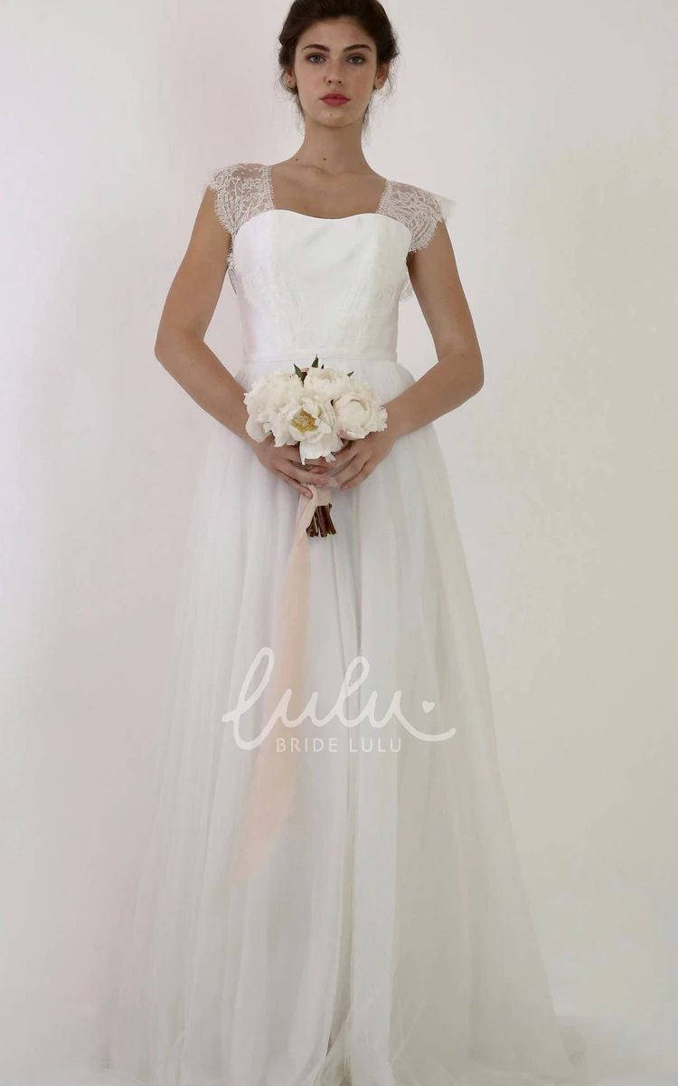 Casual Scoop Tulle Sleeveless Wedding Dress With Bow A-line