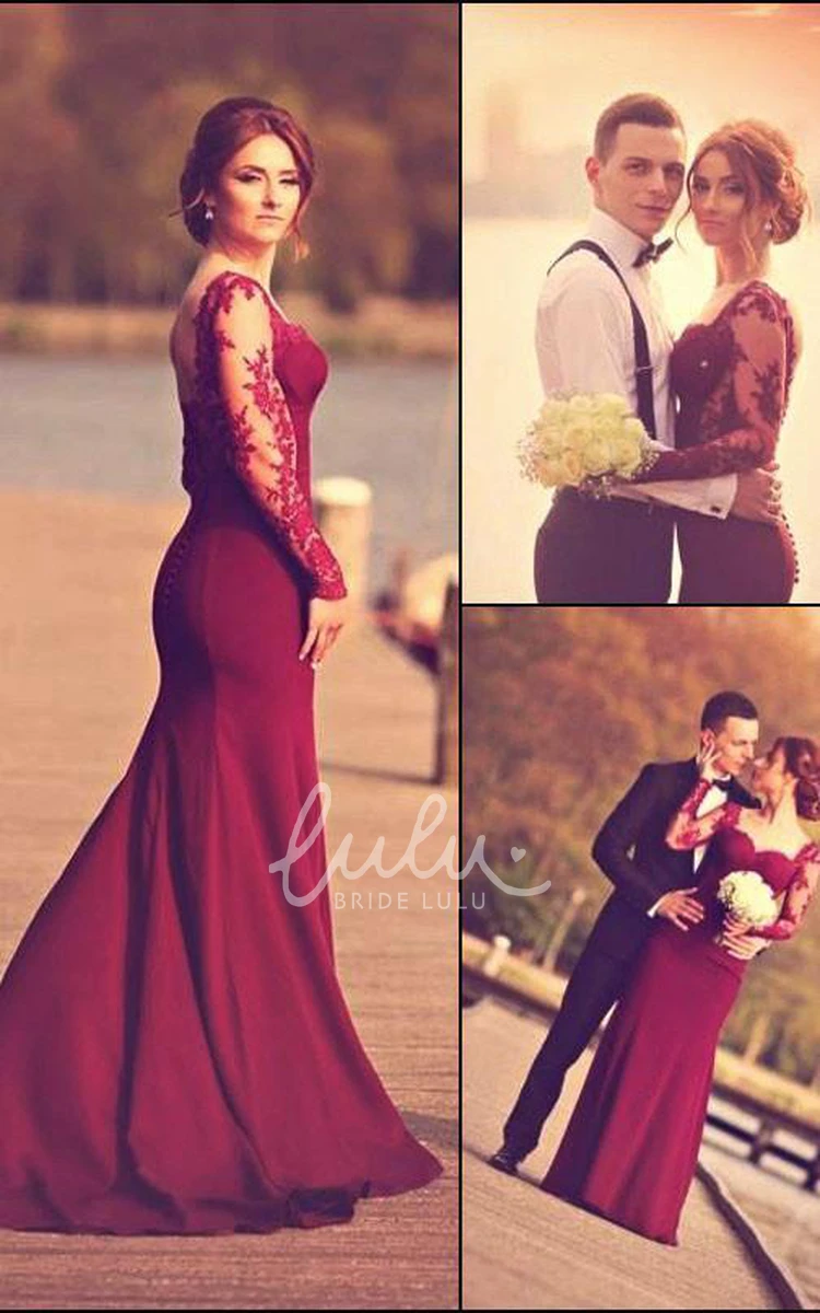 Sweetheart Illusion Sheath Lace Formal Dress with Long Sleeves