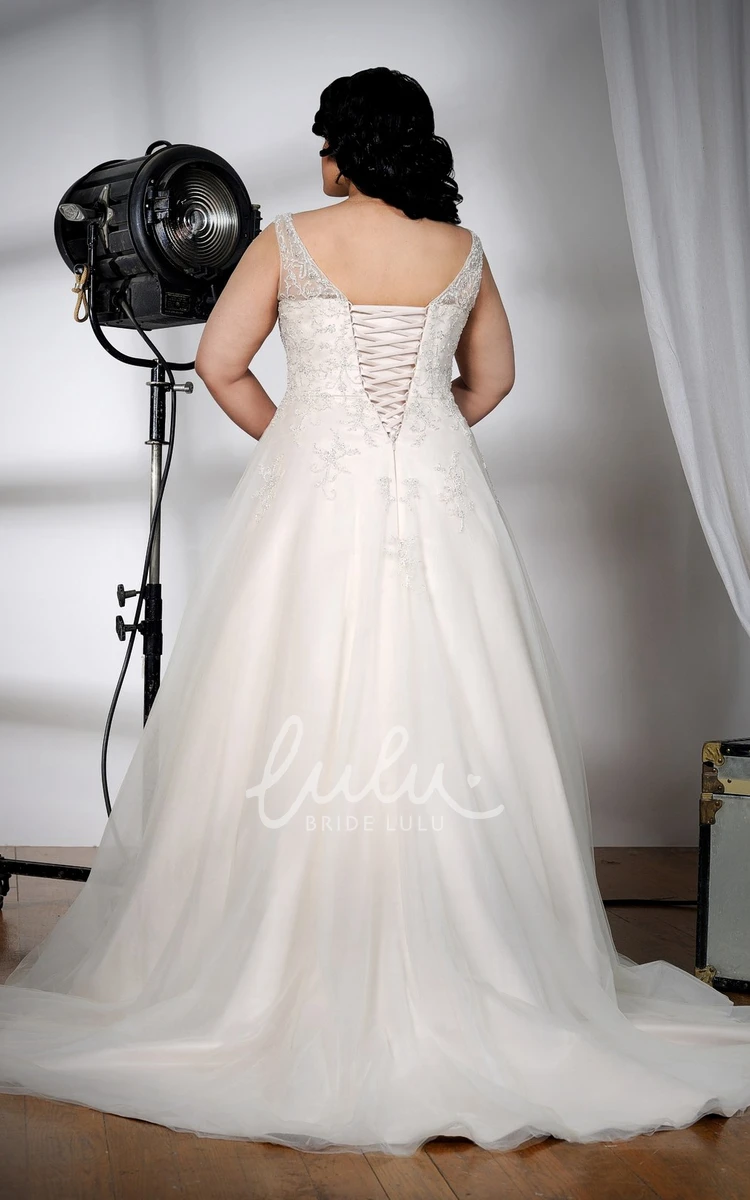 Sleeveless Lace A-Line Bridesmaid Dress With Plunging Neckline and Beading