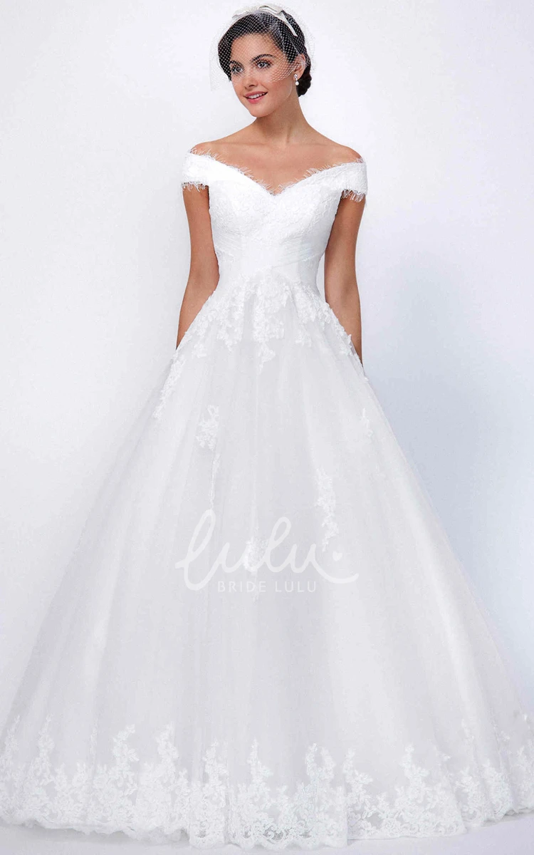 V-Neck Lace Ball Gown Bridesmaid Dress with Corset Back Classic Bridal Gown