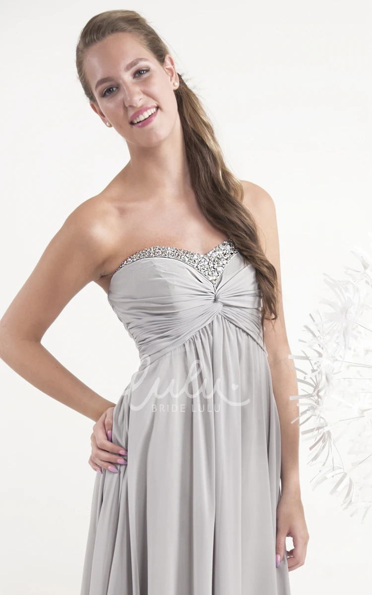 Beaded Sweetheart Chiffon Bridesmaid Dress Floor-Length Sheath