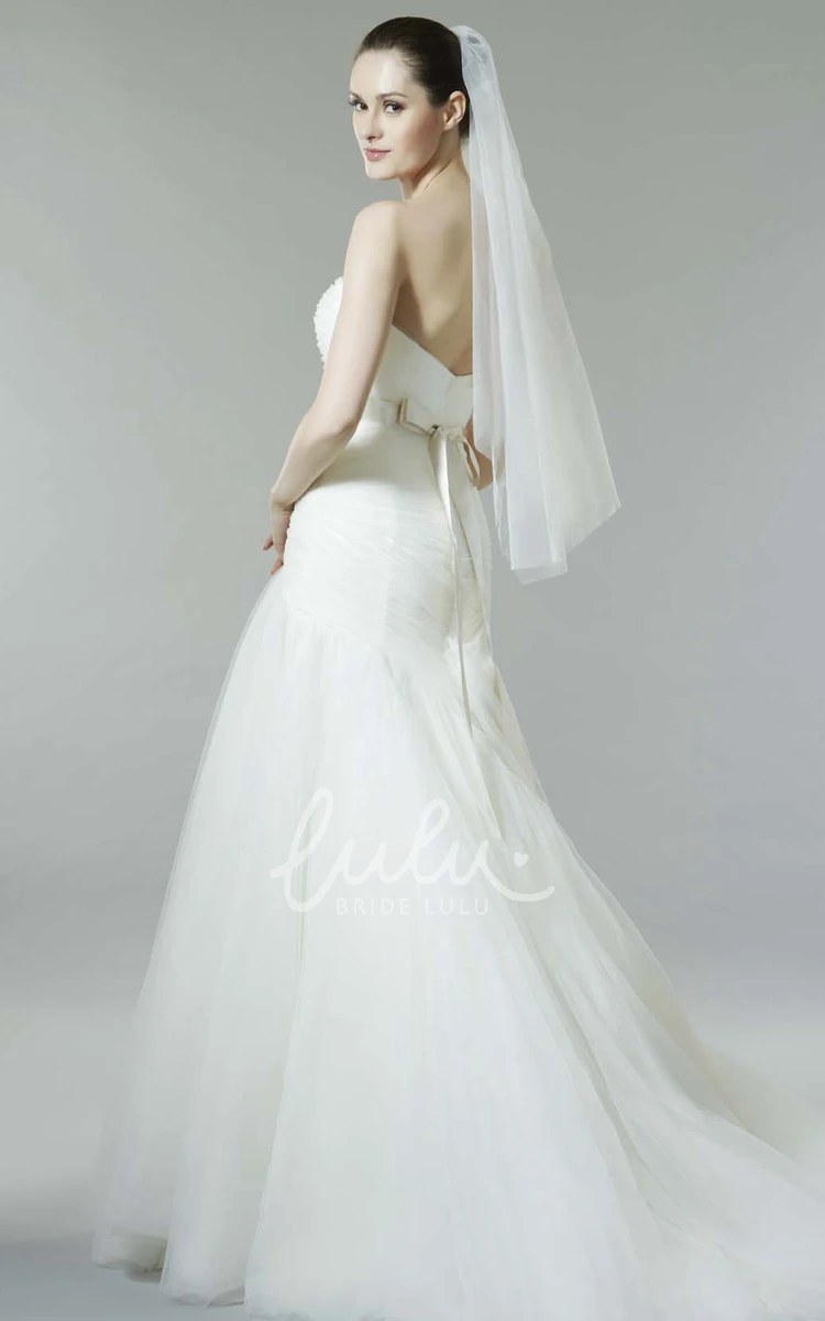 Sleeveless Mermaid Tulle Wedding Dress Sweetheart Criss-Cross