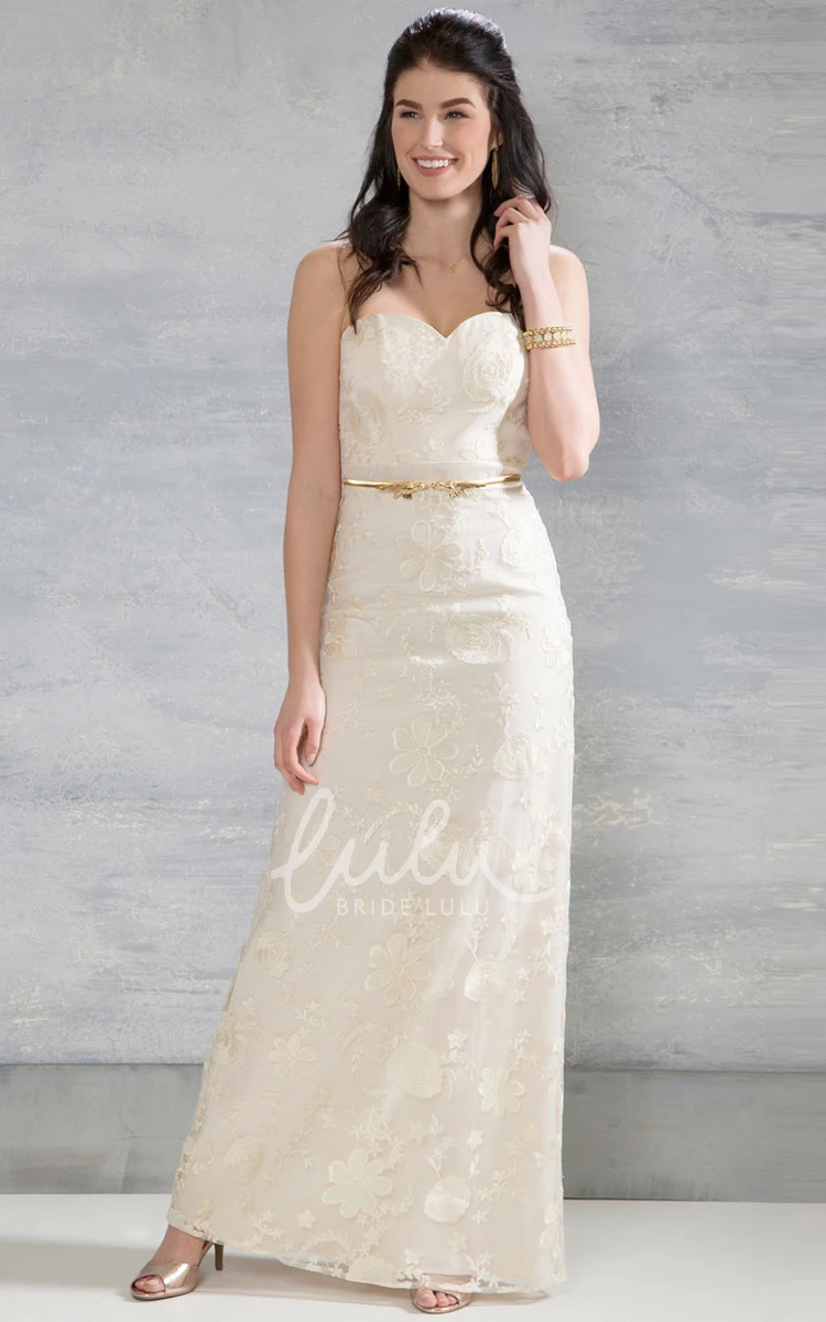 Lace Wedding Dress with Sweetheart Neckline and Appliques