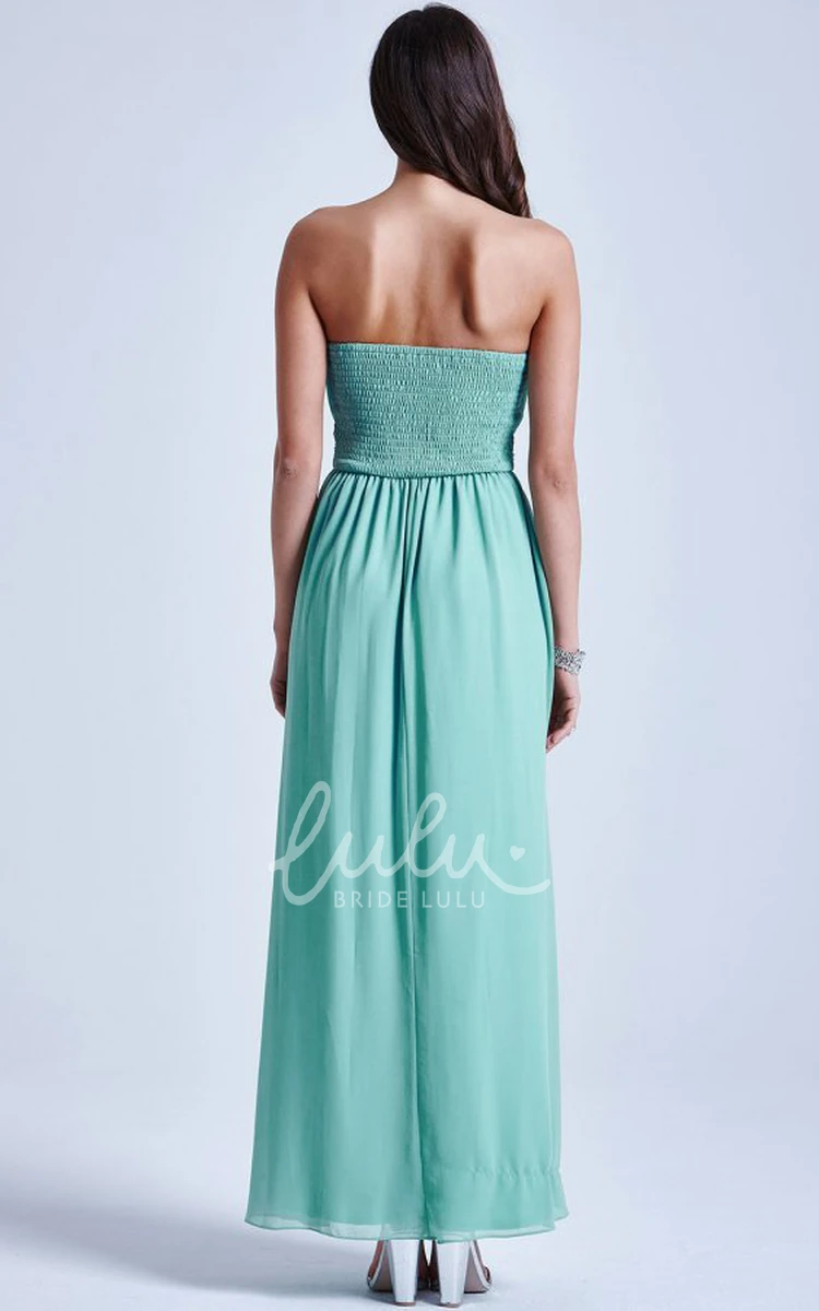 A-Line Chiffon Bridesmaid Dress with Notched Neck and Waist Jewellery Sleeveless Ankle-Length